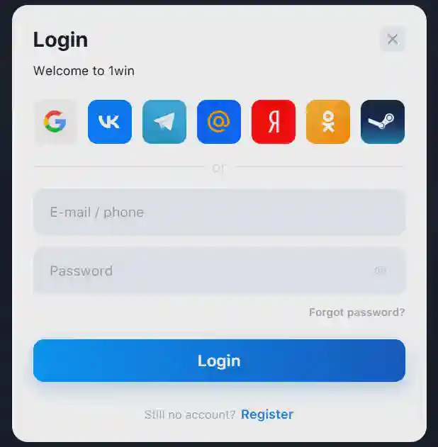 1win login process in India