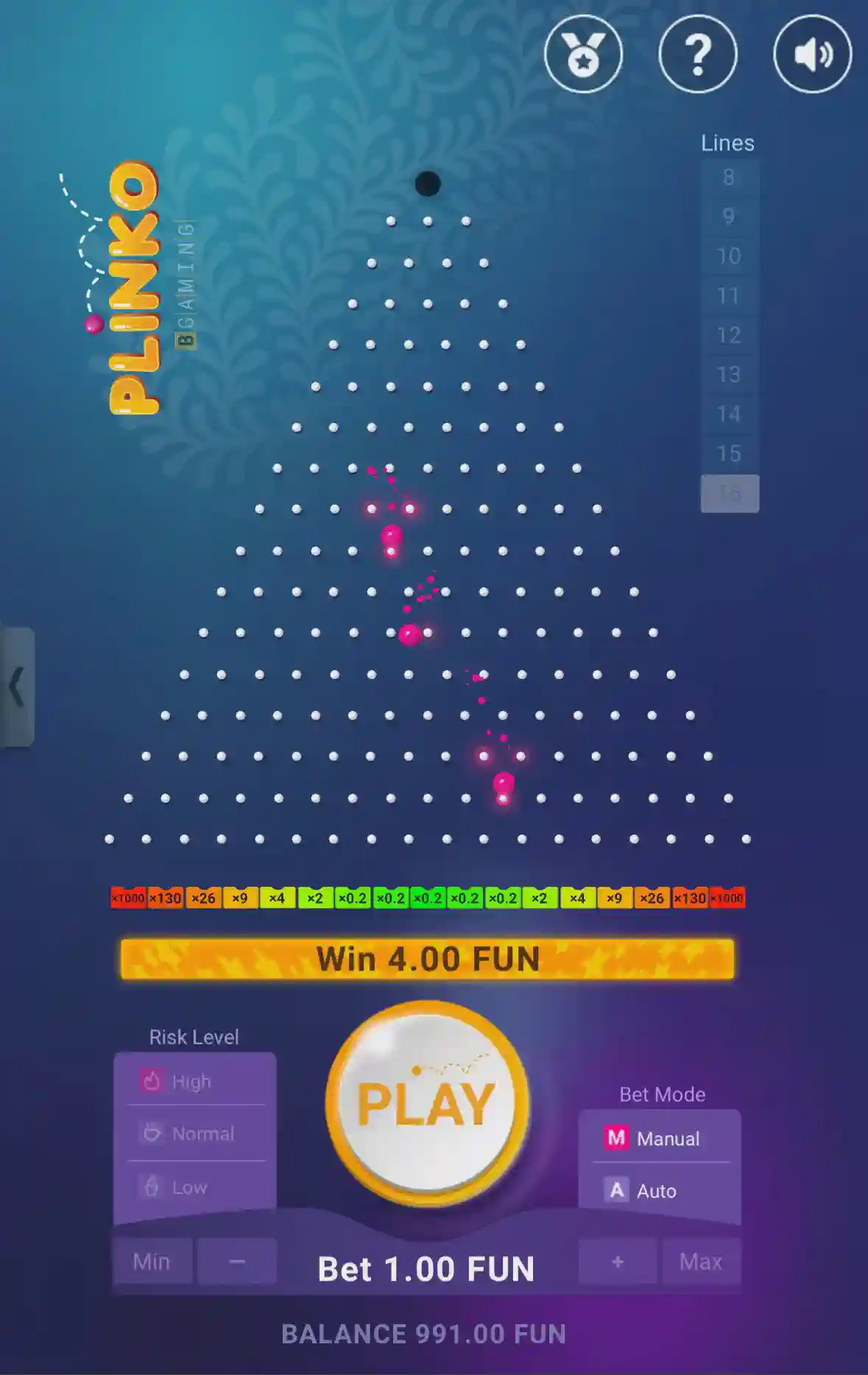Plinko game 1win mobile app